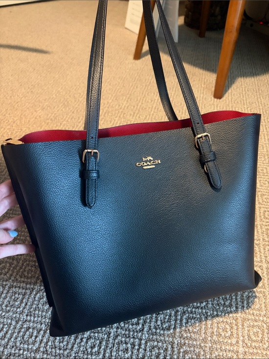 Coach Handbags - Coach Black Leather Shoulder Tote with Gold Logo